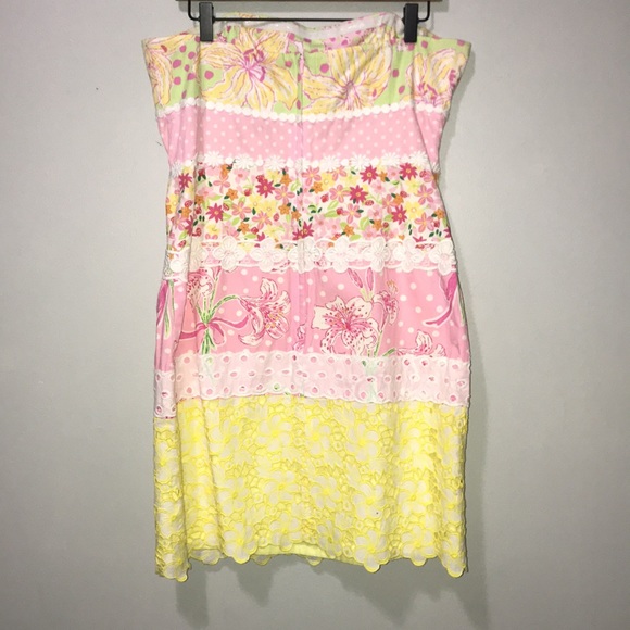 Lilly Pulitzer Vintage Kentucky Derby Strapless Cotton Mini Dress Size 12 - Picture 4 of 7